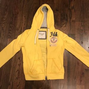 yellow Abercrombie & Fitch zip up hoodie